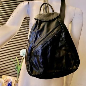 Black leather backpack made in Italy